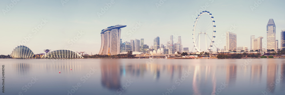 Fototapeta premium Panoramiczny obraz panoramę Singapuru