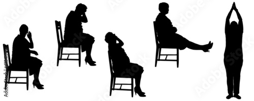 Vector silhouette of a old woman.