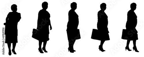 Vector silhouette of a old woman.