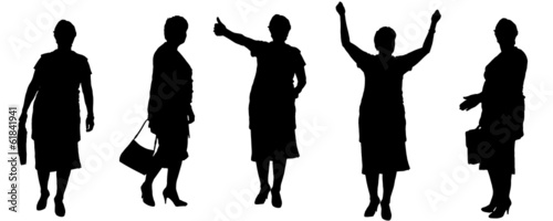 Vector silhouette of a old woman.