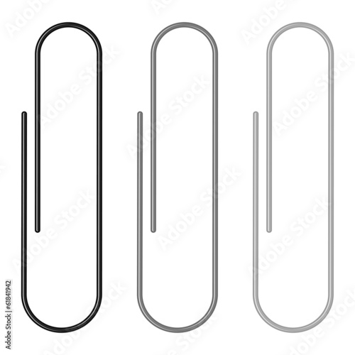 Set of paper clips on a white background