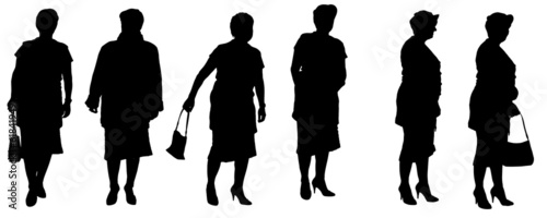 Vector silhouette of a old woman.