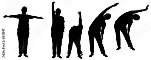 Vector silhouette of a old woman.