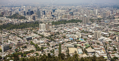 Panoramic view of Santiago de Chile downtown, Chile.