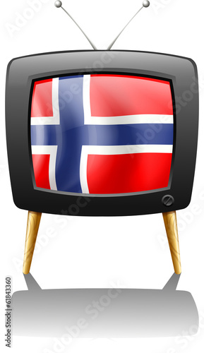 The flag of Norway inside the TV