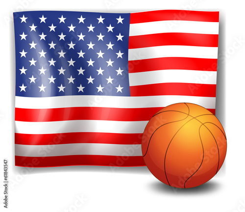 The American flag with a ball