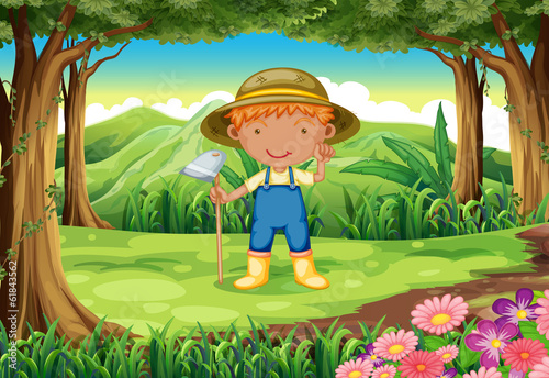 A young gardener at the forest
