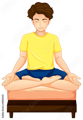 A man doing yoga in his bed