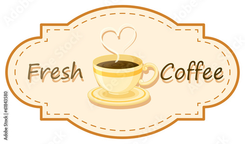 A fresh coffee logo with a cup of brewed coffee