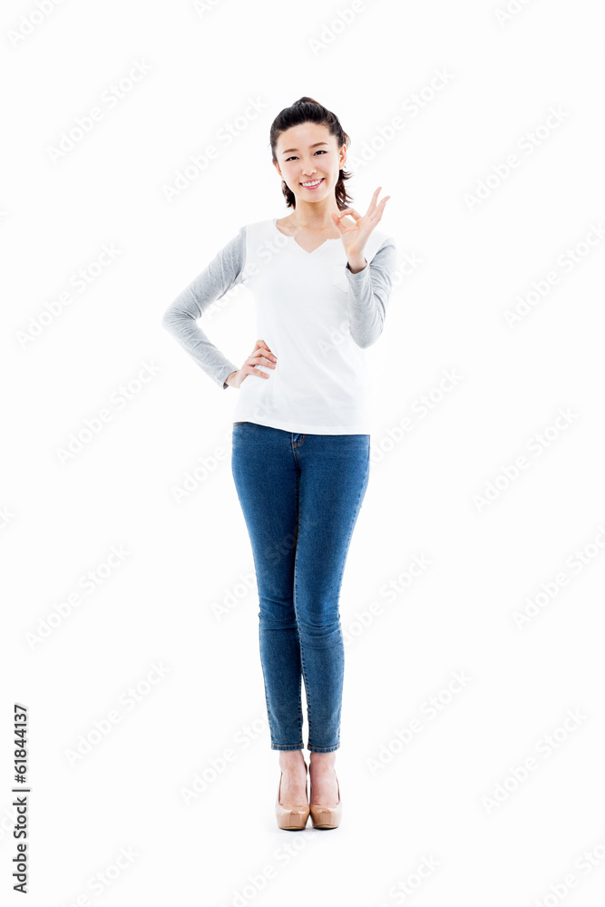 Cute woman with okay hand gesture Cute woman with okay hand gesture
