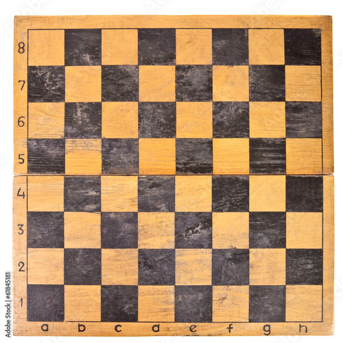 old chess board on a white background