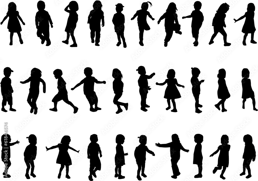 Collection of silhouettes of children