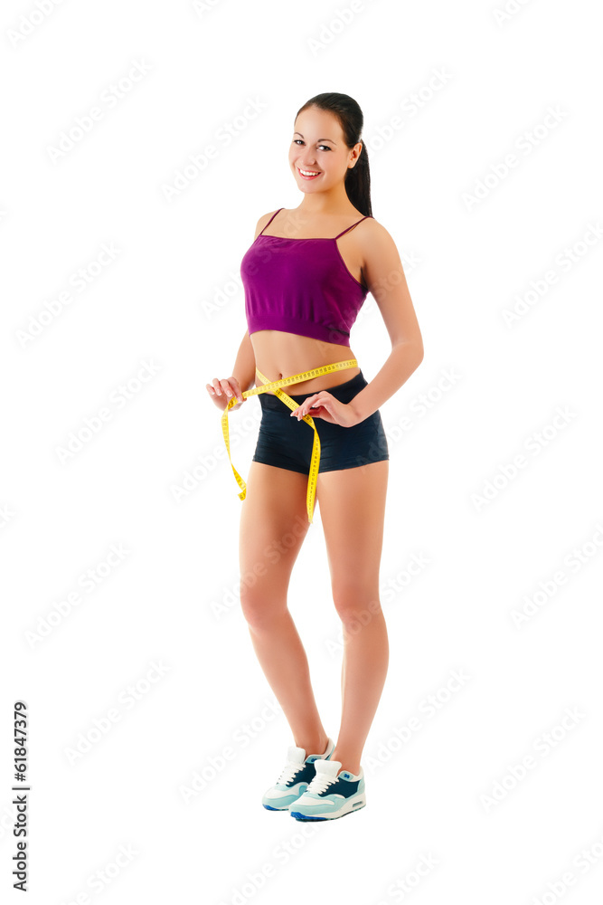 young beautiful woman with a measure young beautiful woman with a measure