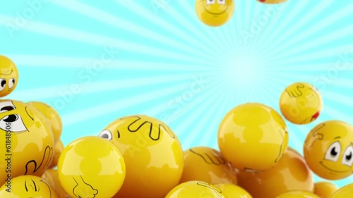 Smiling balls falling down