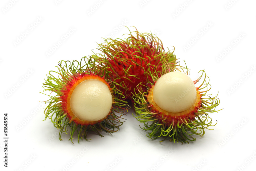 Tropical fruit, rambutan on white background Tropical fruit, rambutan on white background