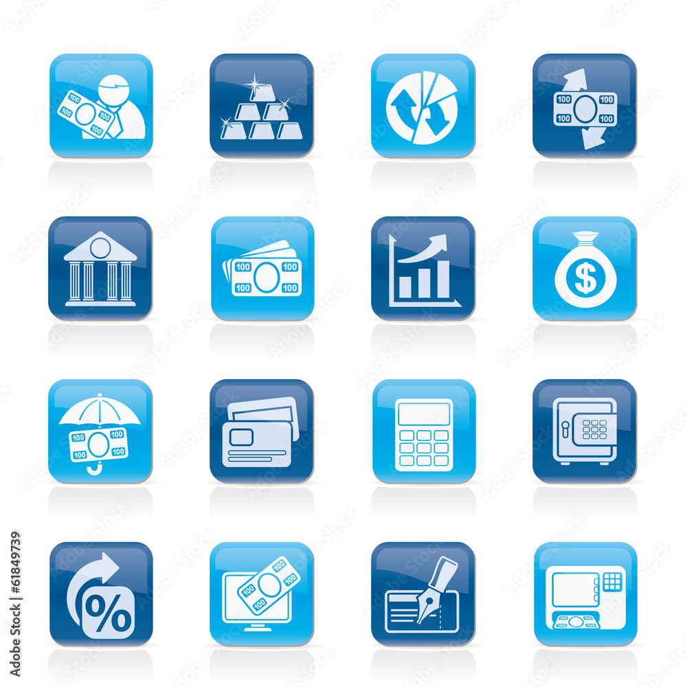 Bank, business and finance icons - vector icon set Bank, business and finance icons - vector icon set