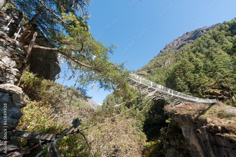 Bridge over Dudh Koshi, Solu Khumbu, Nepal. Bridge over Dudh Koshi, Solu Khumbu, Nepal.