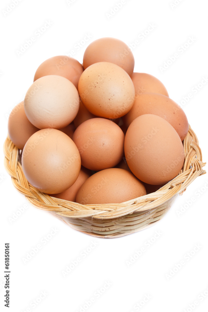 Eggs in wicker basket. Eggs in wicker basket.