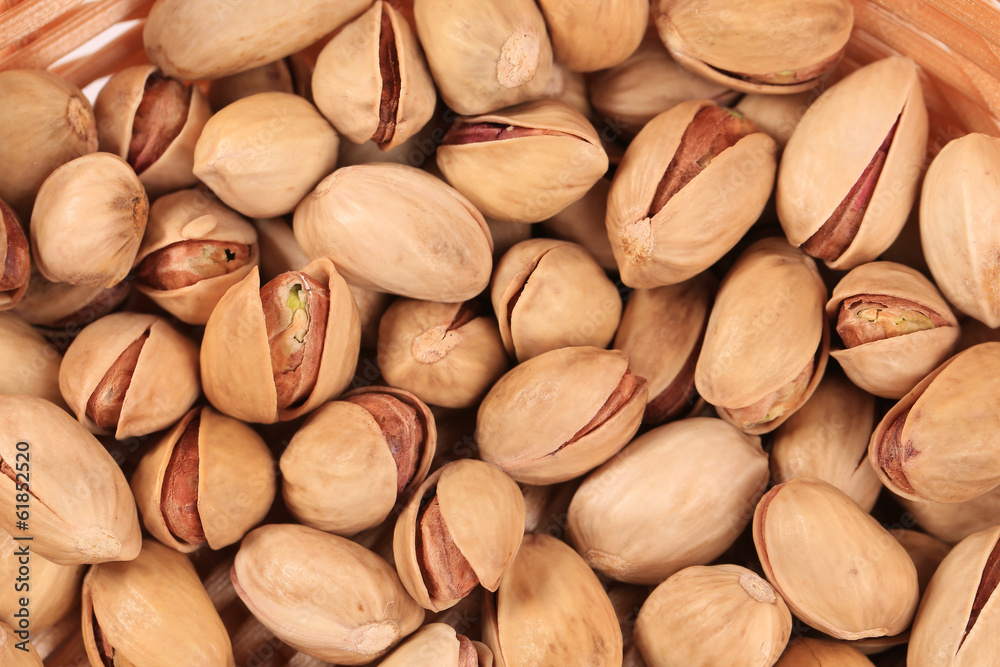 Close up of fresh pistachios.