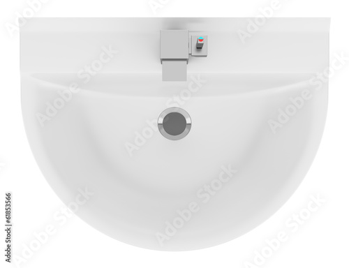 top view of ceramic bathroom sink isolated on white background