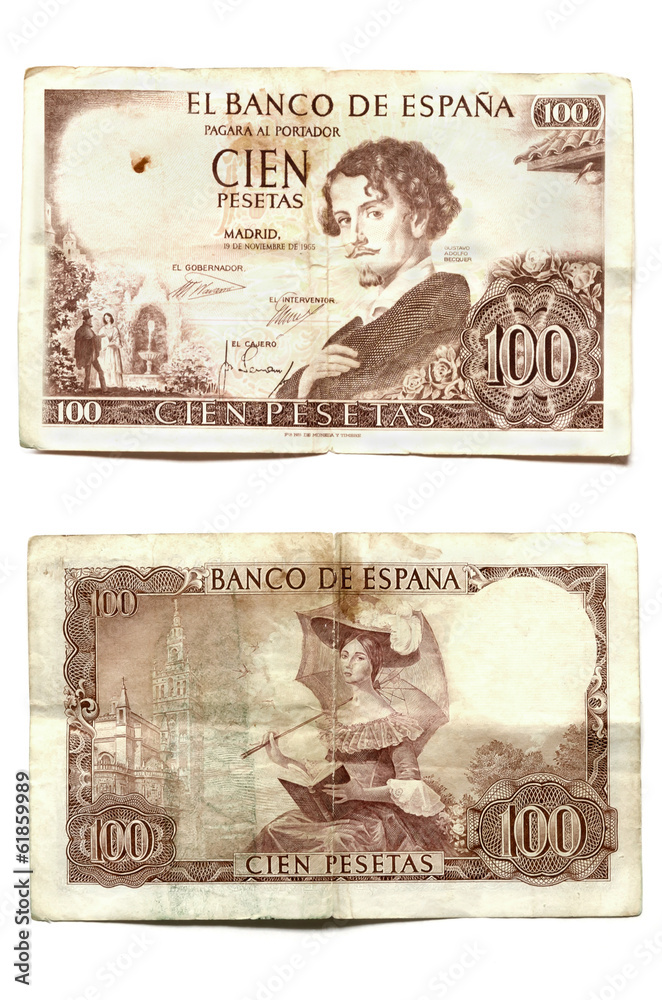 One hundred pesetas Becquer