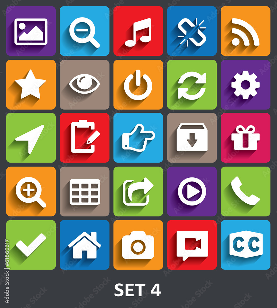 Trendy Vector Icons With Shadow. Set 4 Trendy Vector Icons With Shadow. Set 4