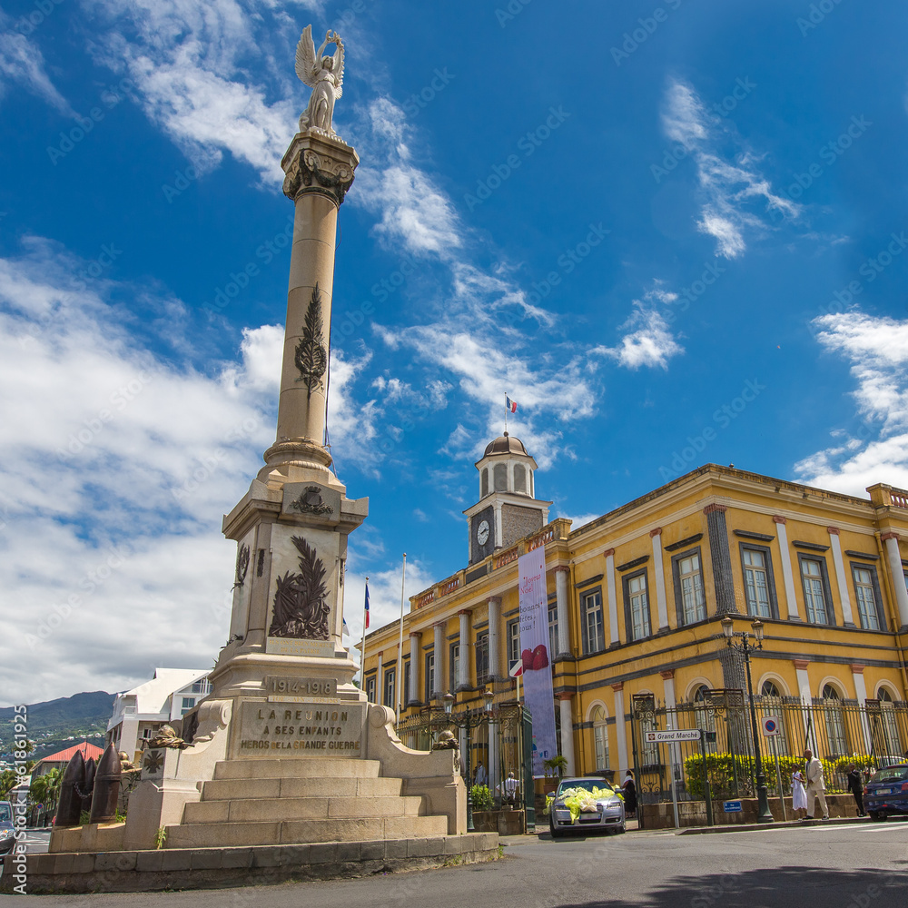 Monument aux Morts with Townhall, Saint-Denis, La Réunion