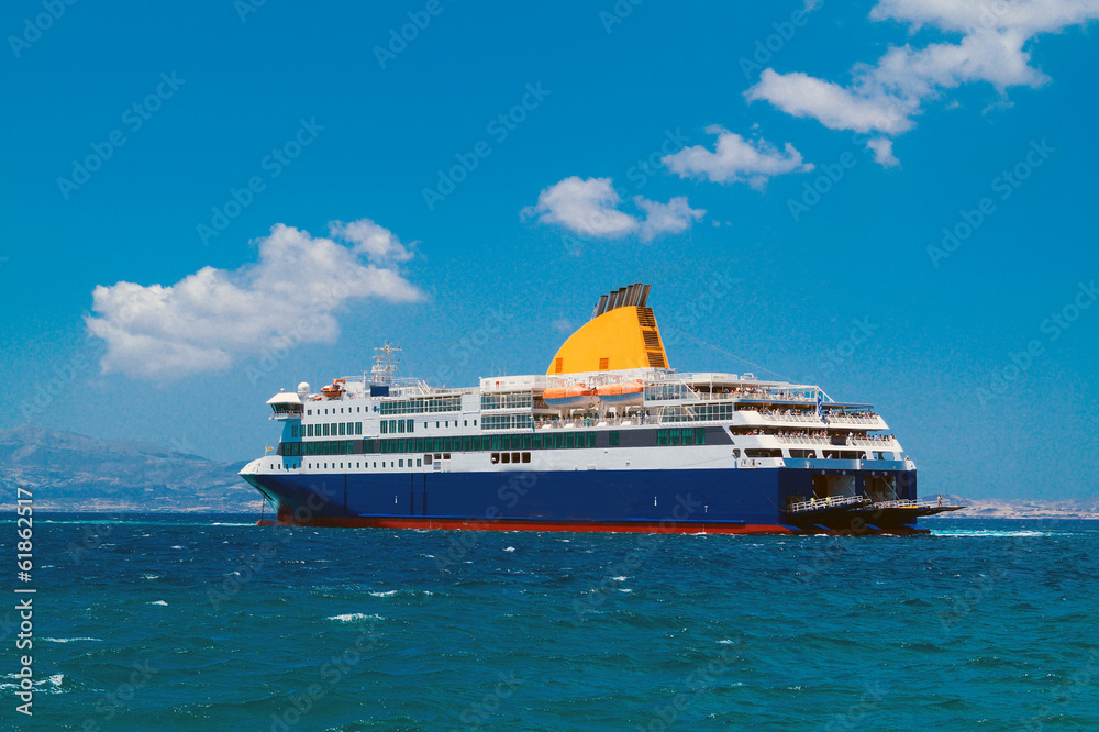 Cruise ship at Mykonos island, Greece