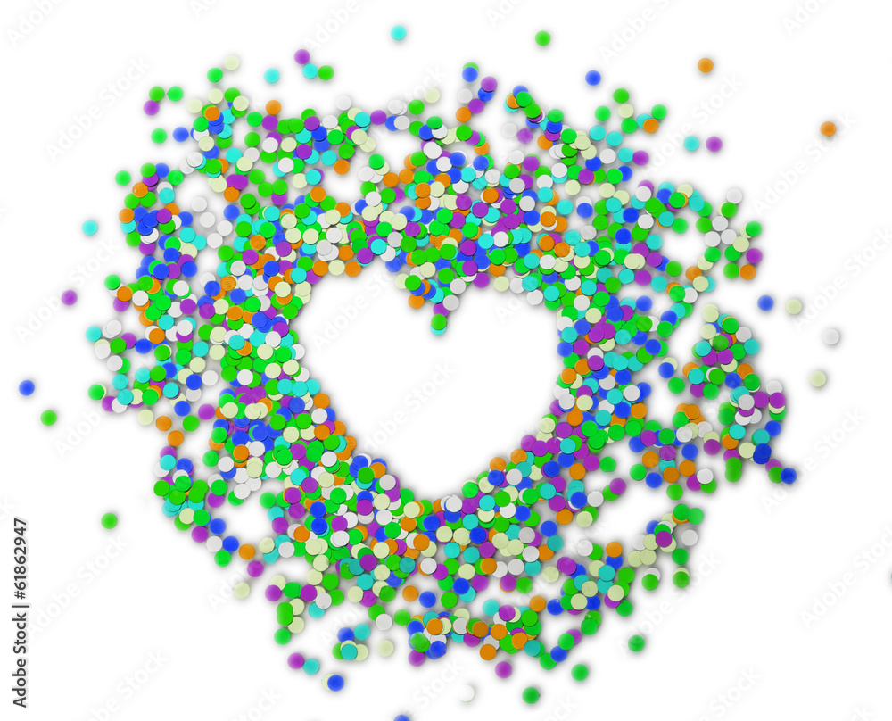 confetti background in the form of heart