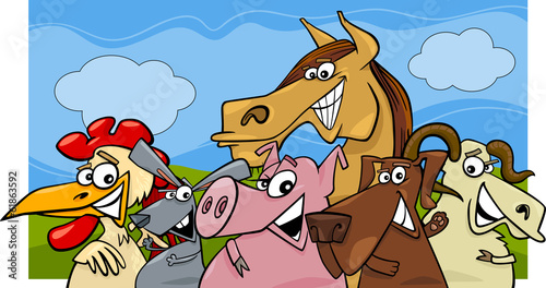 farm animals cartoon illustration