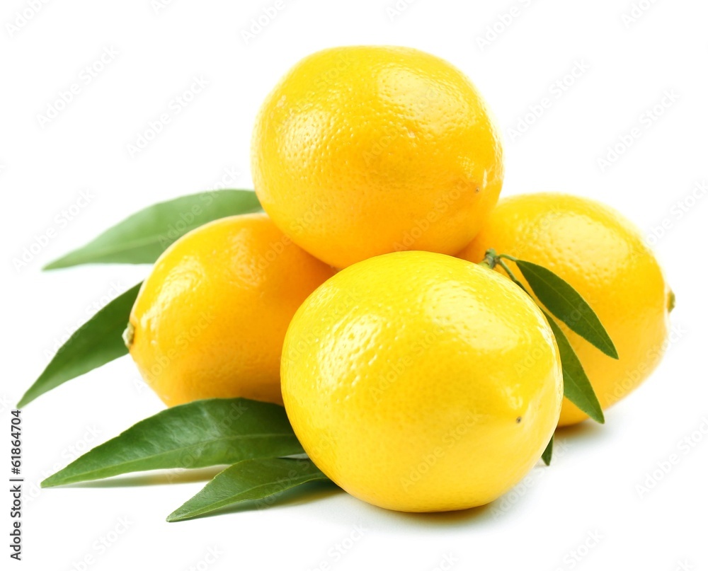 Ripe lemons isolated on white