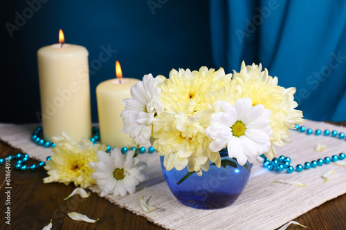 Beautiful chrysanthemum flowers in vase