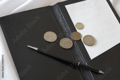 Принти на полотні slip, coin, and pen