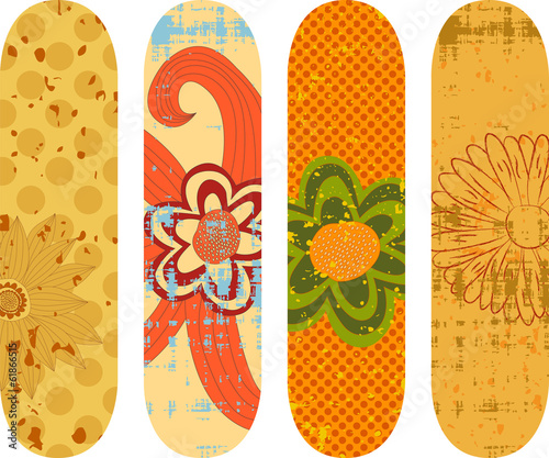 Skateboard designs with hand drawn flowers