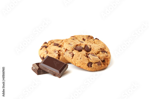 cookies with chocolate on white