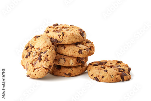 фотография chocolate cookies on white