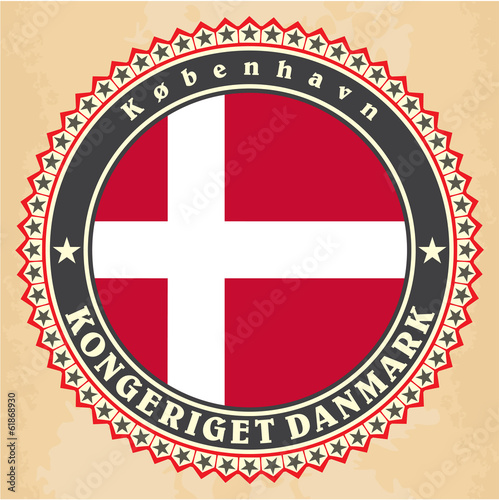 Vintage label cards of Denmark flag