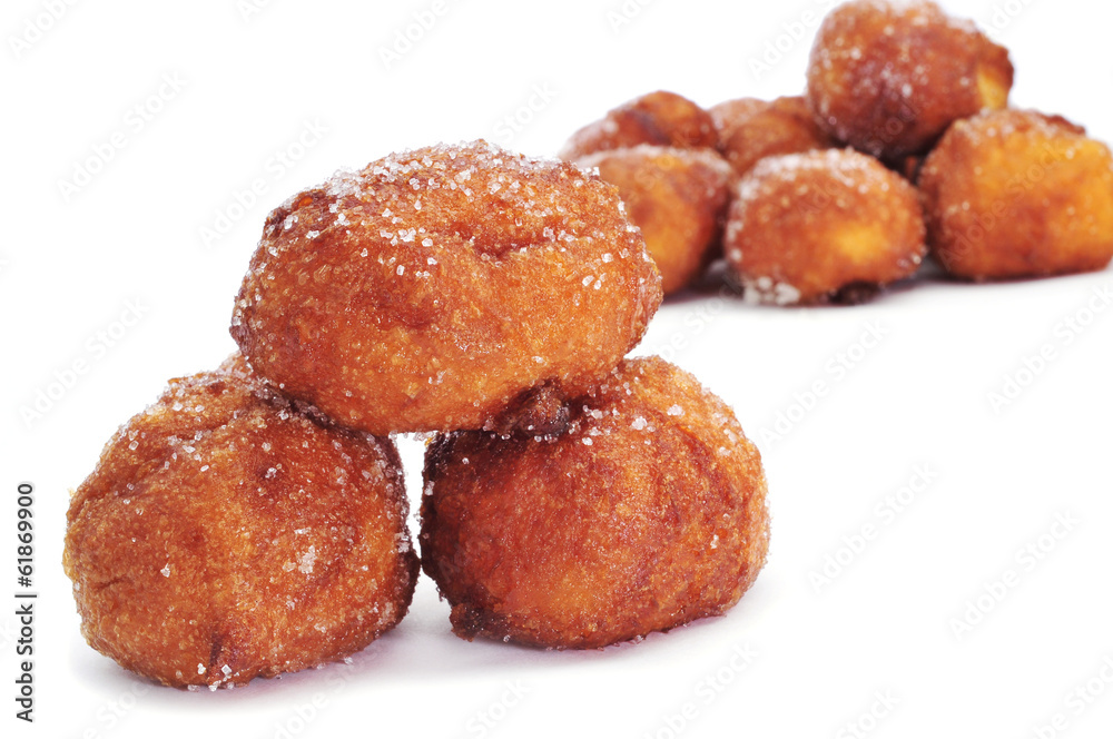 bunyols de Quaresma, typical pastries of Catalonia, Spain, eaten bunyols de Quaresma, typical pastries of Catalonia, Spain, eaten
