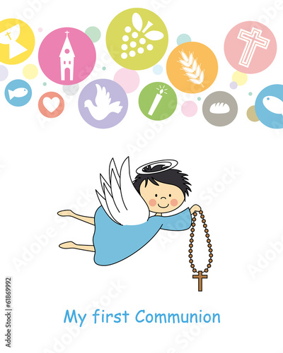 boy first communion card. Angel