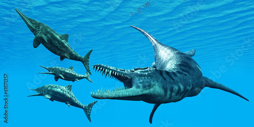 Photography Liopleurodon attacks Ichthyosaurus
