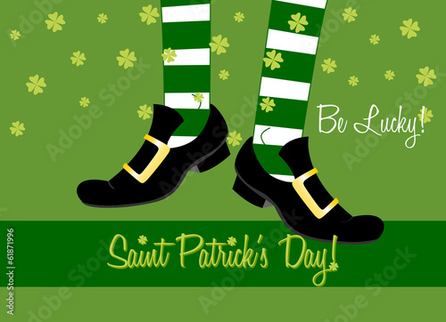 saint patrick's day card with irish leprechaun legs
