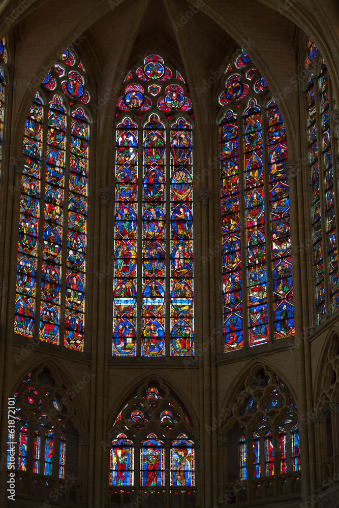 Stained glass windows of Saint Gatien cathedral in Tours