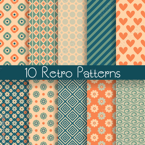 Retro abstract vector seamless patterns