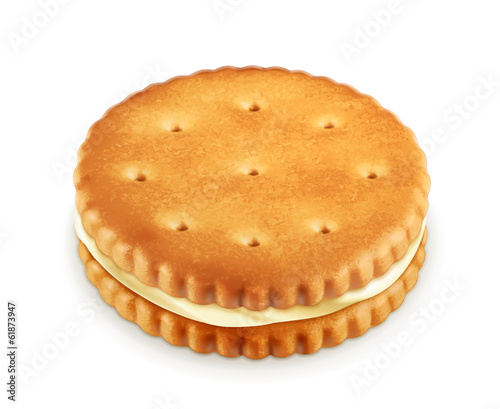 Cookie with cream, vector