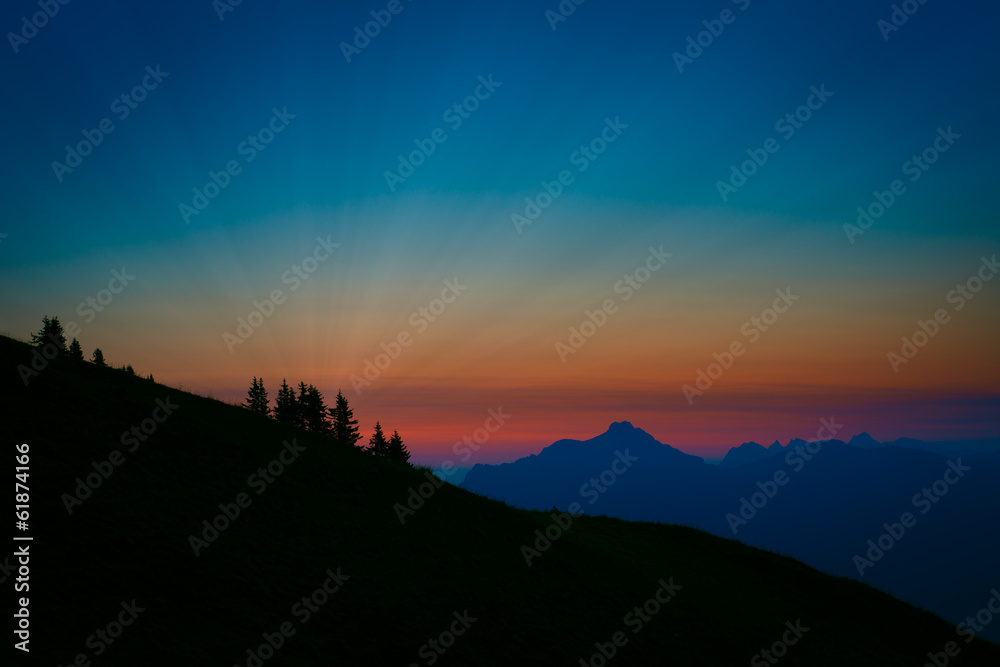 surreal and colorful sunrise in austrian alps surreal and colorful sunrise in austrian alps
