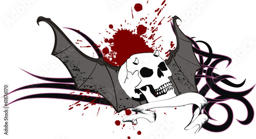 skull bat wings sticker tattoo tribal in vectorformat photo