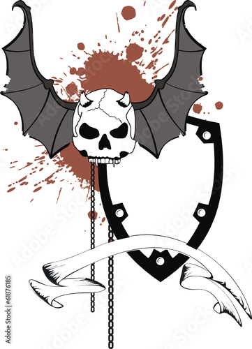 skull bat wings sticker tattoo shield2 photo