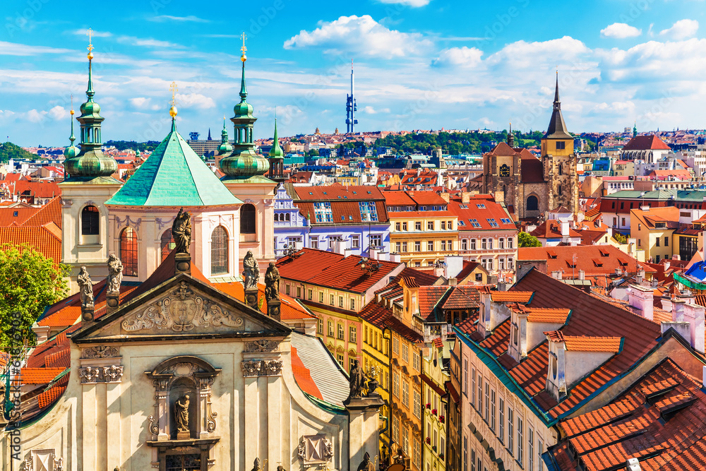 Obraz premium Widok z lotu ptaka w Pradze, Republika Czeska