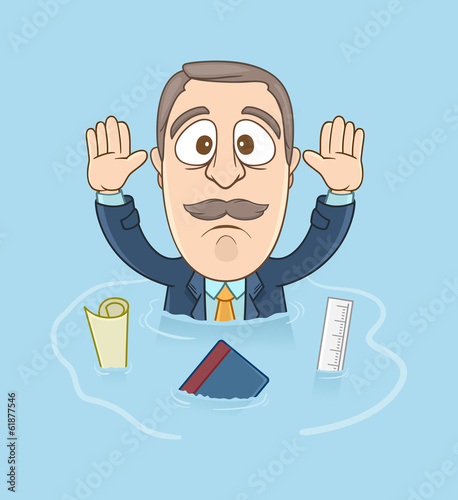 Vector Illustration of a businessman get in flood