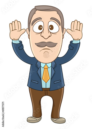 businessman put his hands up